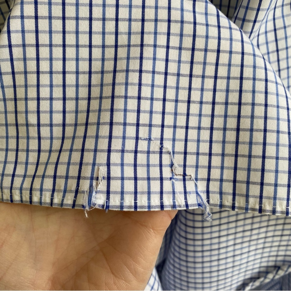 J. Crew Thompson Shirtings 80s 2-Ply Pocket Checkered Button Down Shirt *Rip* - Picture 9 of 9